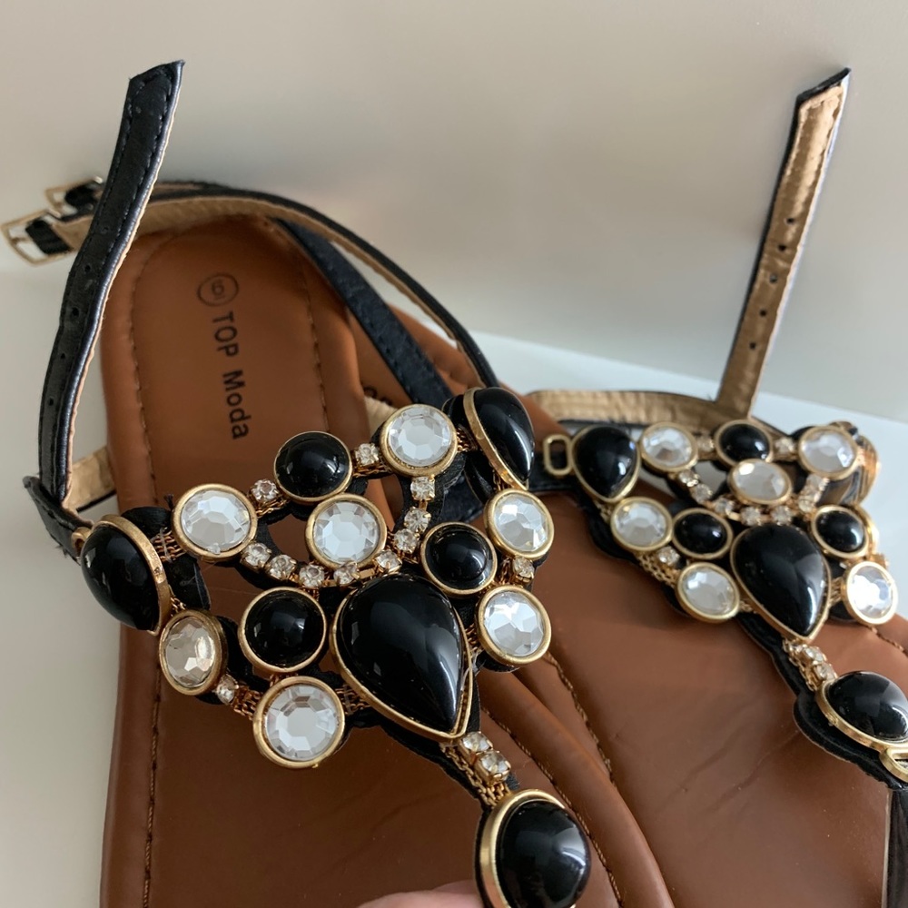 Top Moda - Black Jeweled sandals - Picture 2 of 3